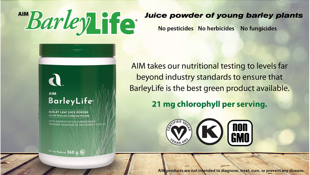 BarleyLife green powder in a shake, versatile beverage option.