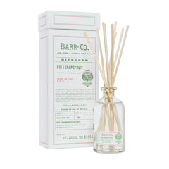 Barr-Co Fir & Grapefruit reed diffuser delivers long-lasting bright citrus aroma.