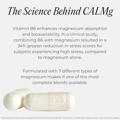 CALMg bottle beside the bed on the nightstand for a relaxing routine.