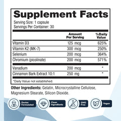 Barton Nutrition CinnaChroma label detail; highlights 10:1 cinnamon extract and nutrients.