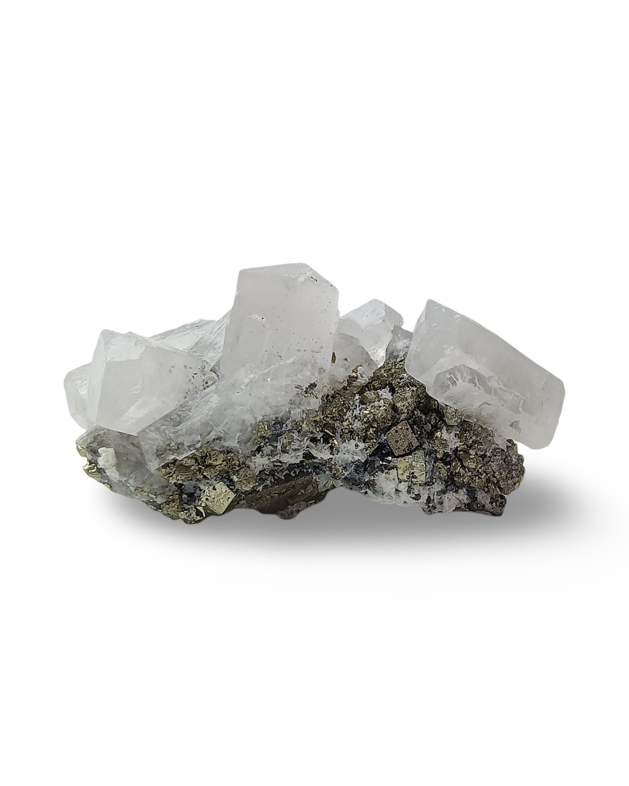 Bartra Product Peruvian calcite cluster with pyrite and quartz for display and collection.
