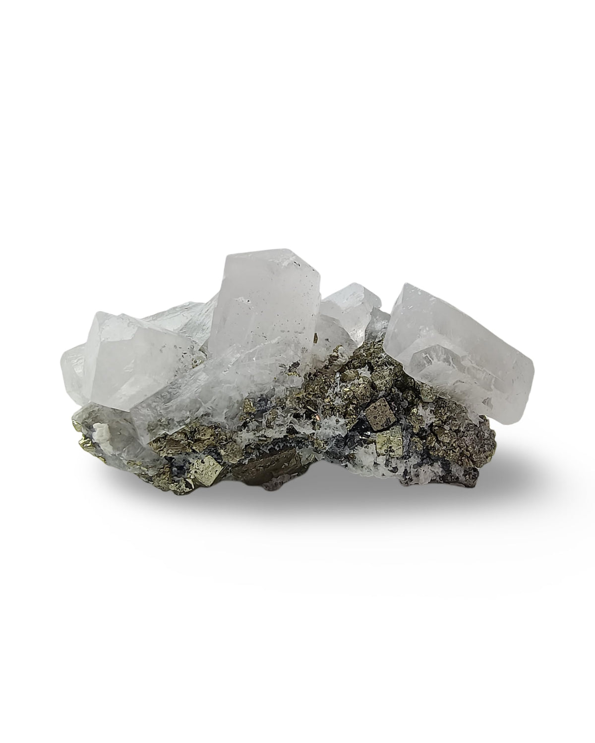 Bartra Product Peruvian calcite cluster with pyrite and quartz for display and collection.