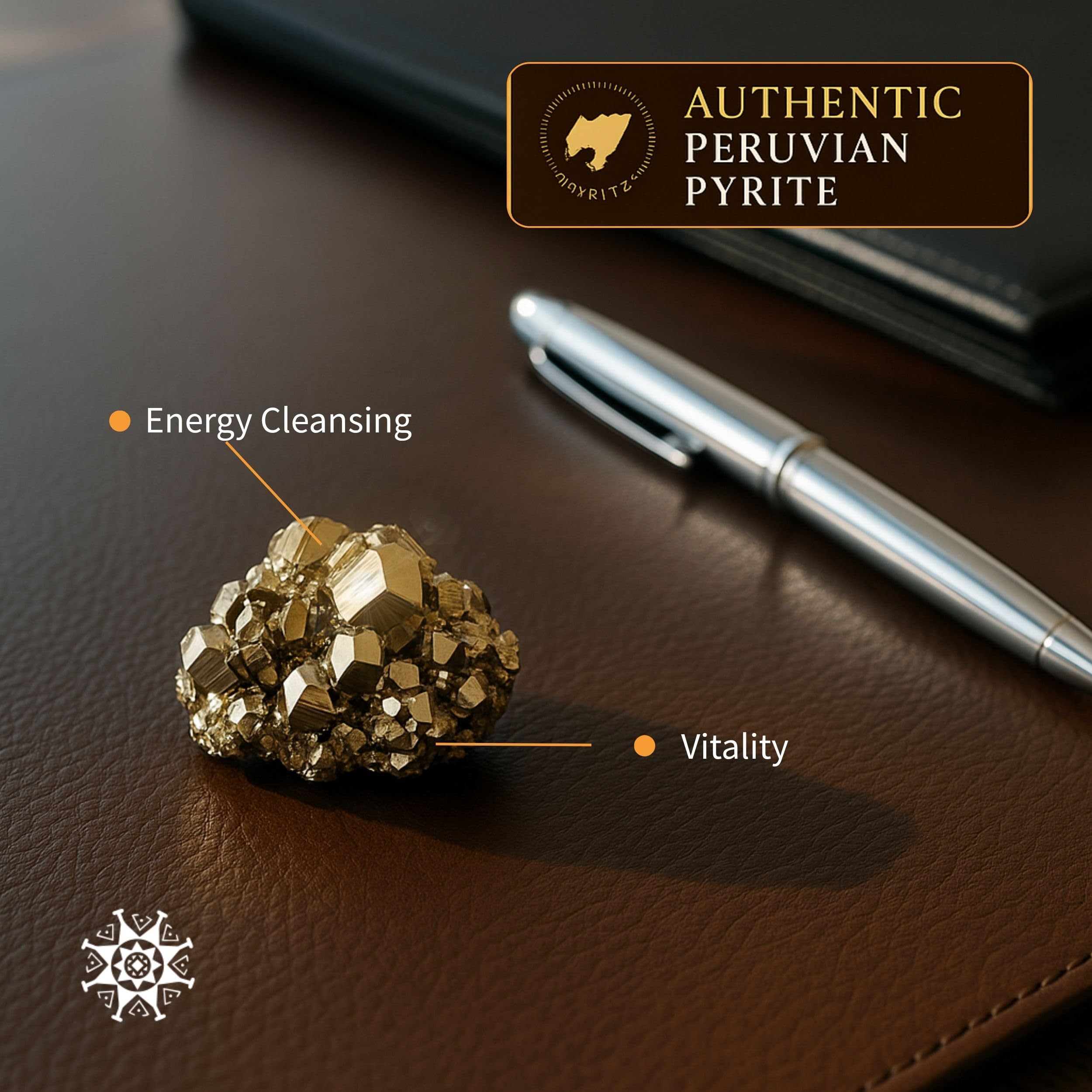 Bartra Pyrite from Peru octahedral form enhances desk decor and focus