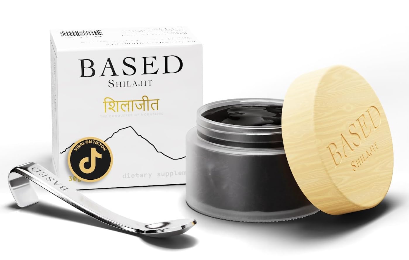 Based Shilajit resin jar close-up highlighting rich texture for energy support.