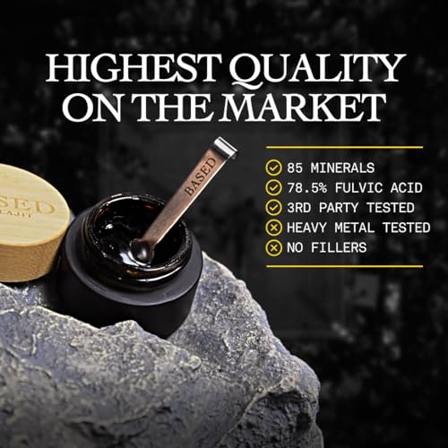 Based Shilajit resin pour illustrating convenient daily intake and quick assimilation.
