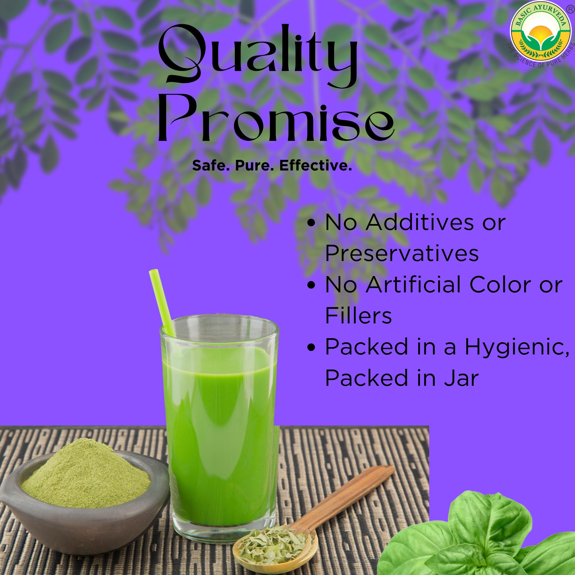 Basic Ayurveda Jamun powder bottle open reveals fresh ground berry powder.