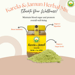 BASIC AYURVEDA Karela and Jamun powder jar open with fresh aroma.