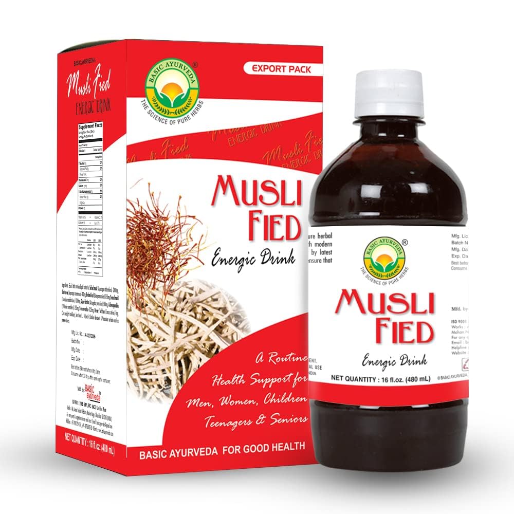 BASIC AYURVEDA Musli beverage served with ice for daily energy