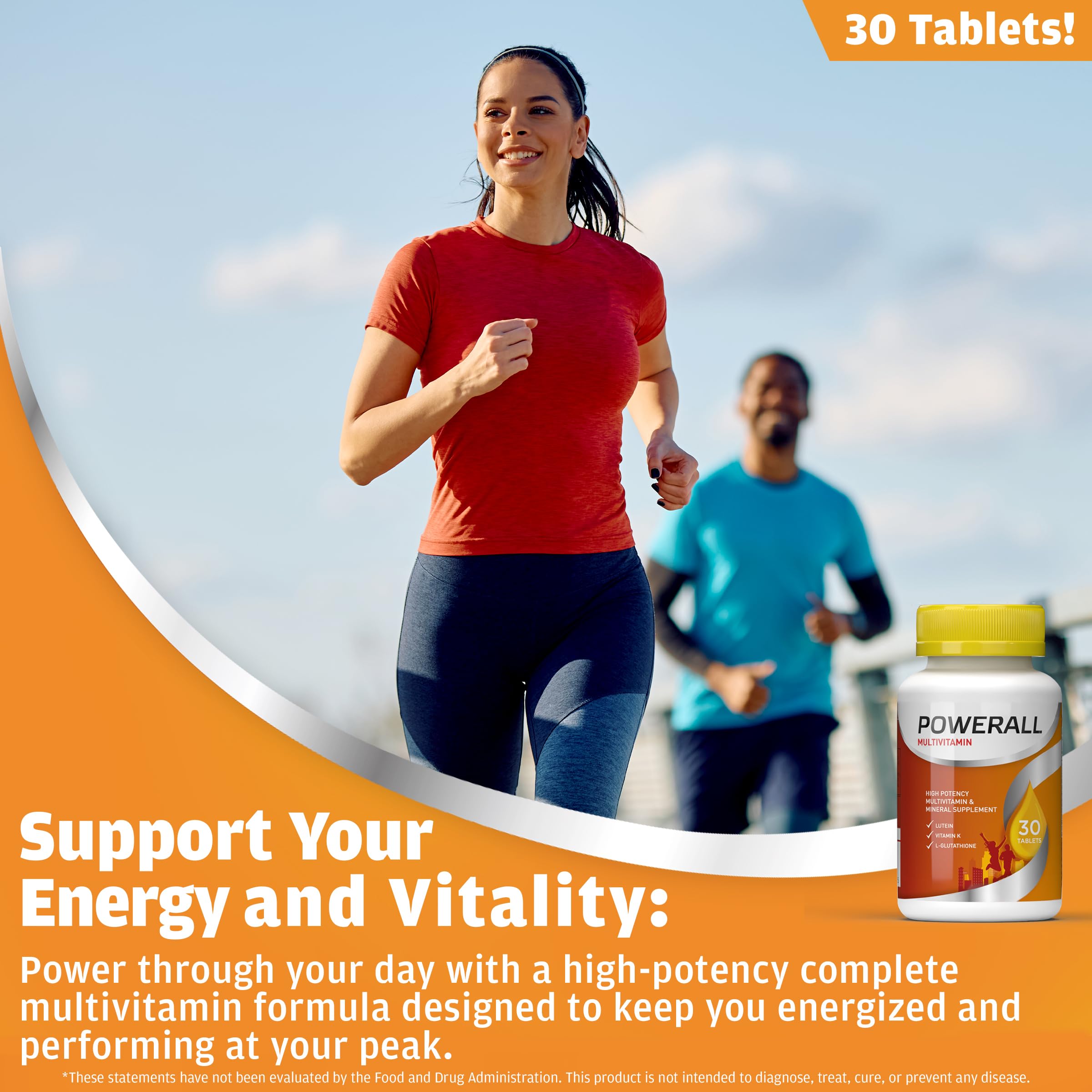 Basic Brands Powerall multivitamin bottle side view with packaging and ingredient focus for informed choice