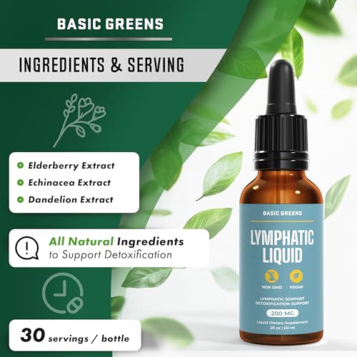 Basic Greens Lymphatic Support Liquid pour into glass for easy daily ritual.