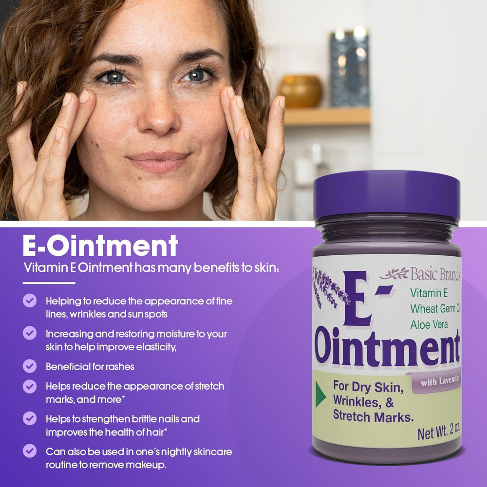 Basic Organics Vitamin E Ointment Lavender post-sun skin care application.