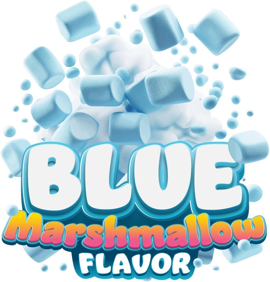 BASIC SUPPLEMENTS blue marshmallow powder close-up shows smooth texture