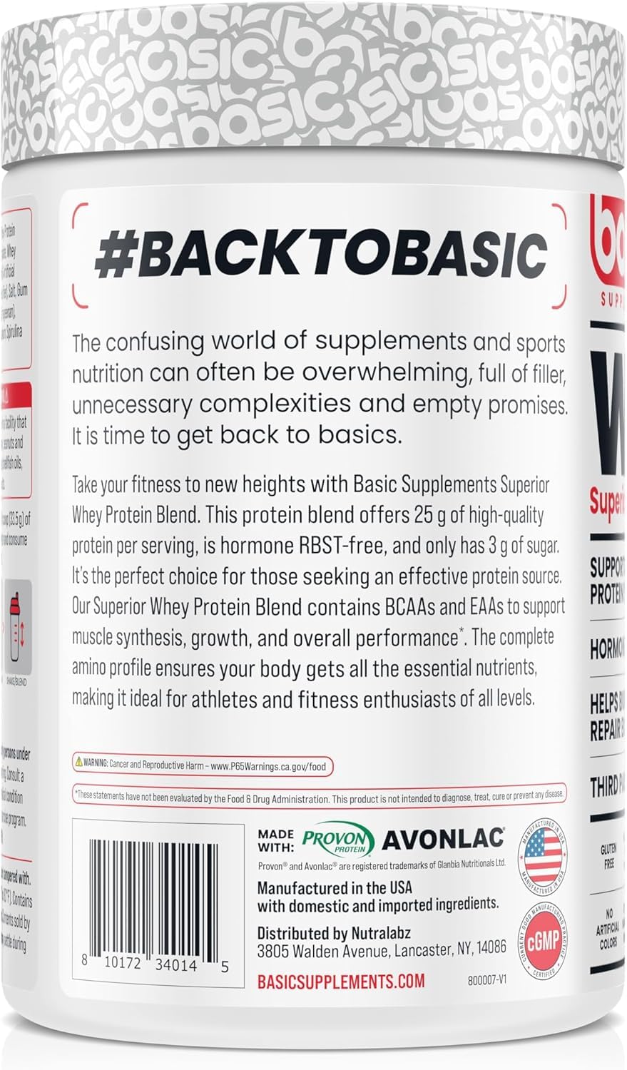 BASIC SUPPLEMENTS whey protein shake showcases creamy texture and flavor
