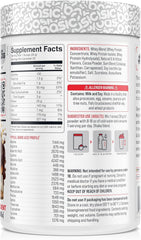 BASIC SUPPLEMENTS whey protein pour demonstrates smooth mixability for quick shakes.
