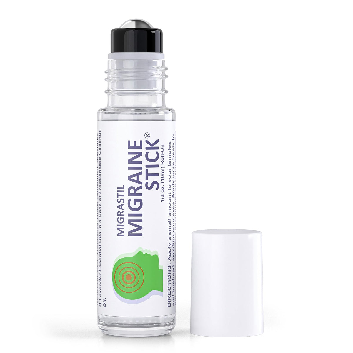 Basic Vigor Migrastil migraine stick front view highlighting compact, travel-friendly design for fast relief