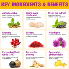 Basopum Ashwagandha-Lionmane extracts image suggesting calm focus and mood support