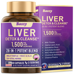 Baszy liver cleanse with milk thistle highlighting liver support.