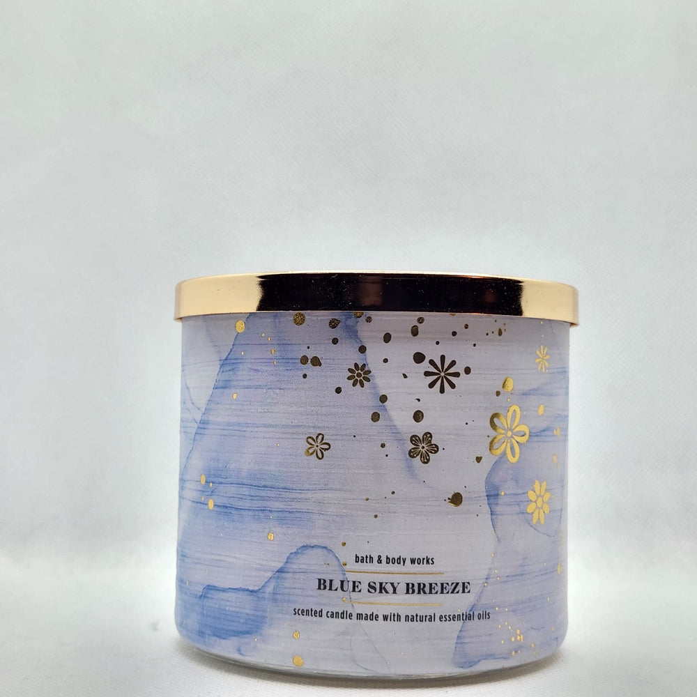 Bath & Body Works Blue Sky Breeze 3-Wick Candle with essential oils enhances ambience and mood