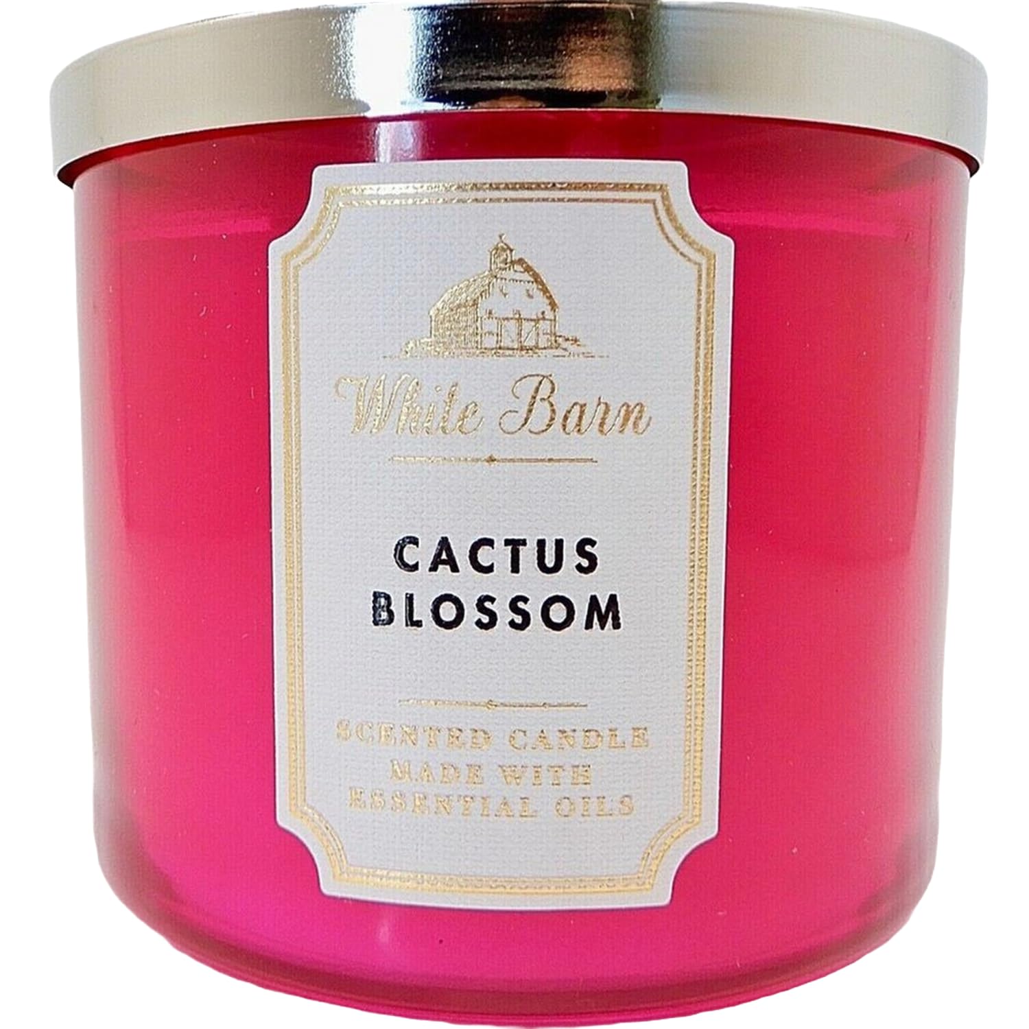 Bath & Body Works Cactus Blossom candle uses soy-wax blend for clean burn.