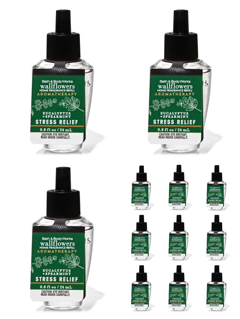 Bath & Body Works Eucalyptus Spearmint refill bottle for Wallflowers, fresh aroma option.