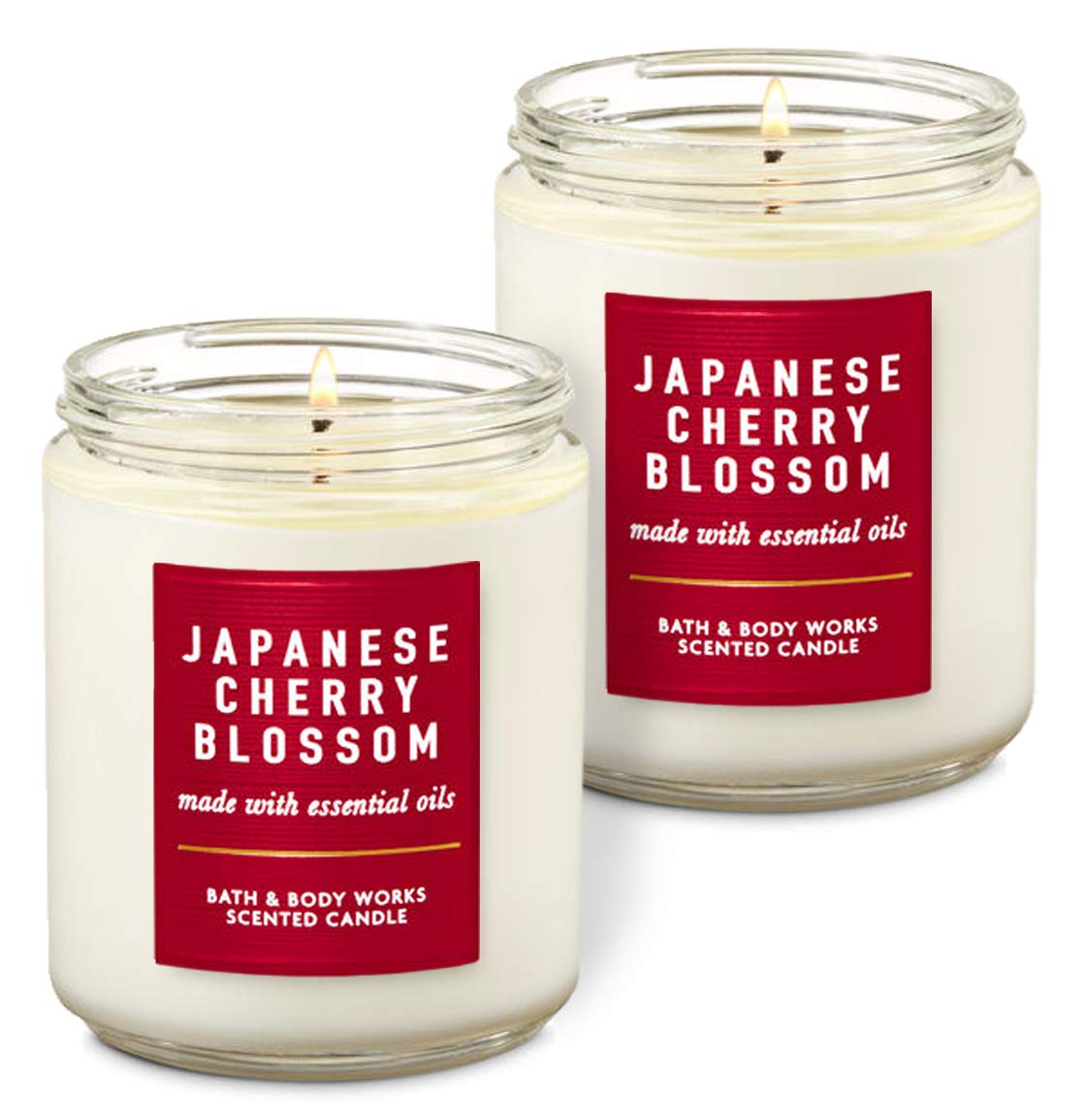 Bath & Body Works Japanese Cherry Blossom candle; single wick for clean burn and relaxing ambiance.