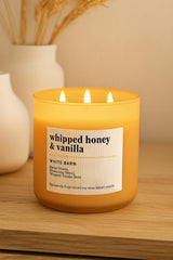 Bath & Body Works Whipped Honey & Vanilla 3-wick candle close-up shows even burn.