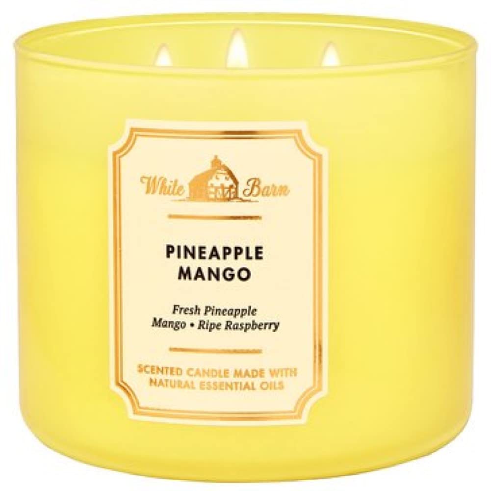 Bath & Body Works White Barn Pineapple Mango 3-Wick Candle, 14.5 oz, ideal for cozy evenings