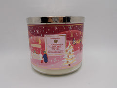 Seasonal artwork variation on White Barn candle with cinnamon caramel aroma.