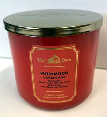 Bath & Body Works White Barn candle label artwork varies Watermelon Lemonade scent in homes