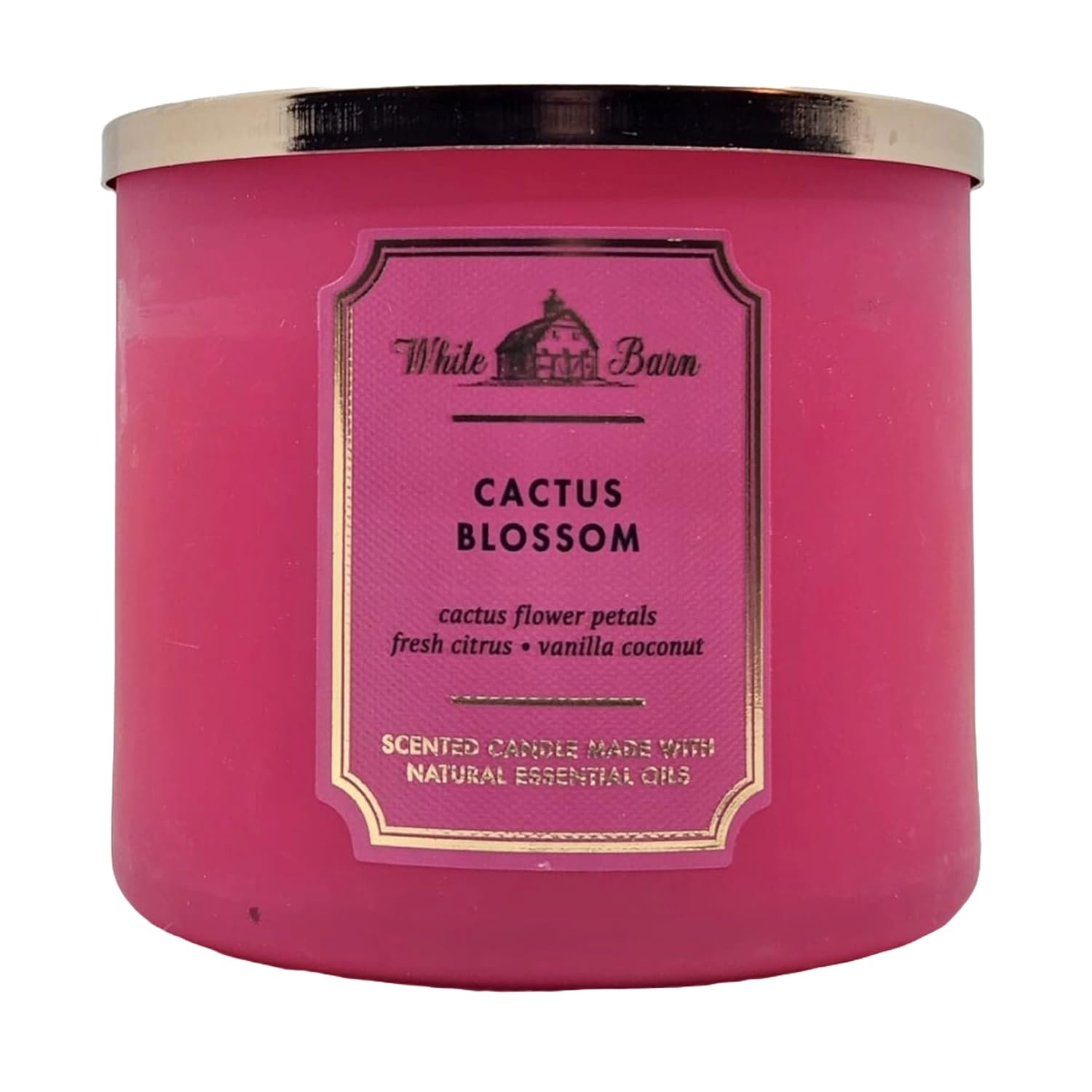 Bath & Body Works White Barn candle shows decorative lid adding modern decor touch.