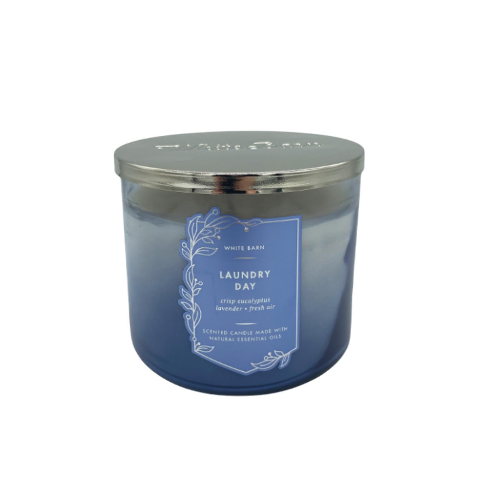 Bath & Body Works White Barn Laundry Day label close-up for a fresh spring ambiance.