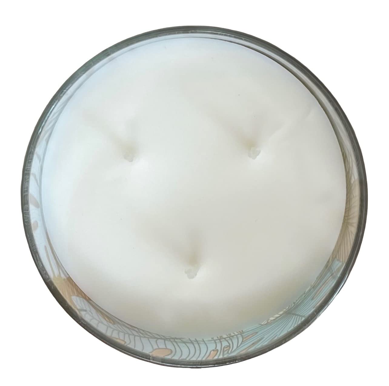 Bath & Body Works White Barn Warm Ocean Breeze candle embossed glass with seasonal refreshment look.
