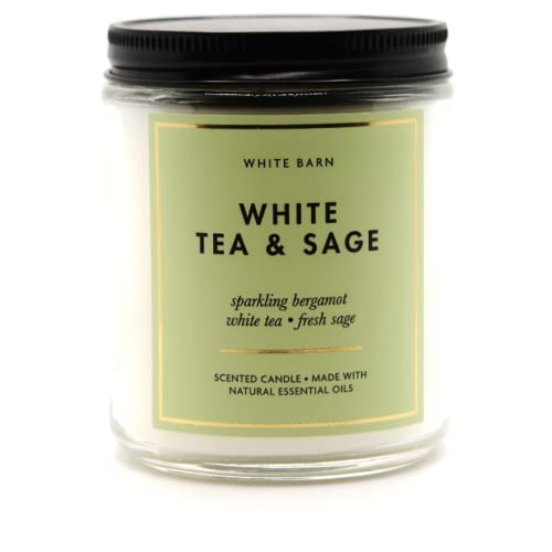 Bath & Body Works White Tea & Sage 1-Wick Candle for long-lasting fragrance in any room