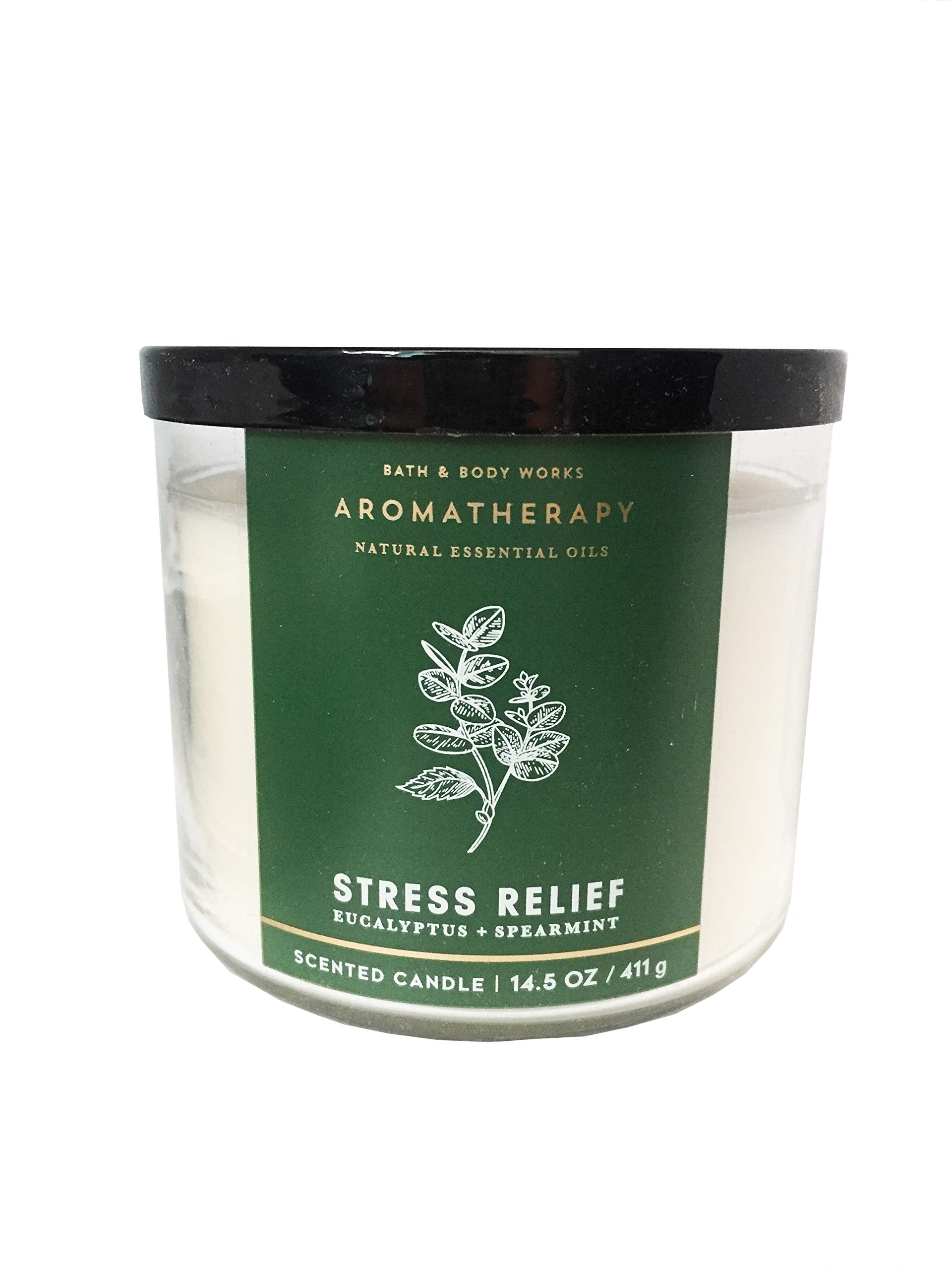 Bath & Body Works Aromatherapy Eucalyptus Spearmint 3-Wick candle — front view for focused ambiance