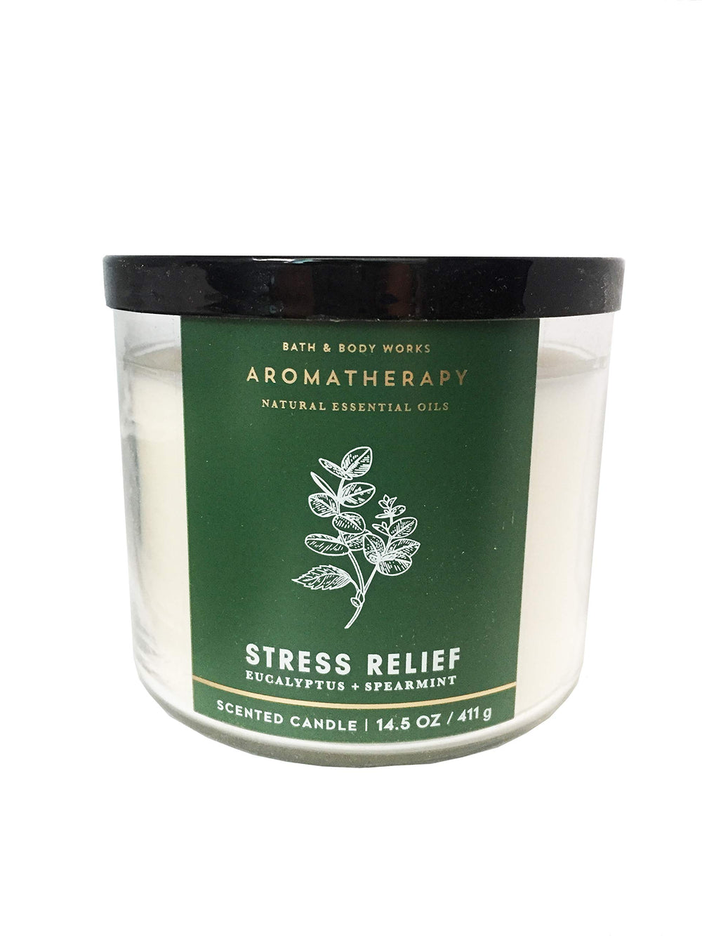Bath & Body Works Aromatherapy Eucalyptus Spearmint candle — side view for mood uplift