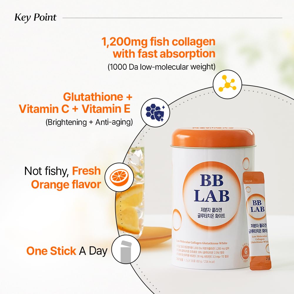 BB LAB Collagen Glutathione White Orange Stick packaging close-up highlighting convenience.
