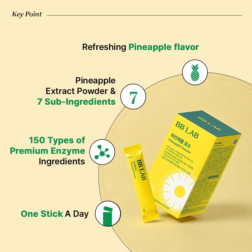 BB LAB Pineapple Enzyme sachets on the go highlighting portable daily digestion aid