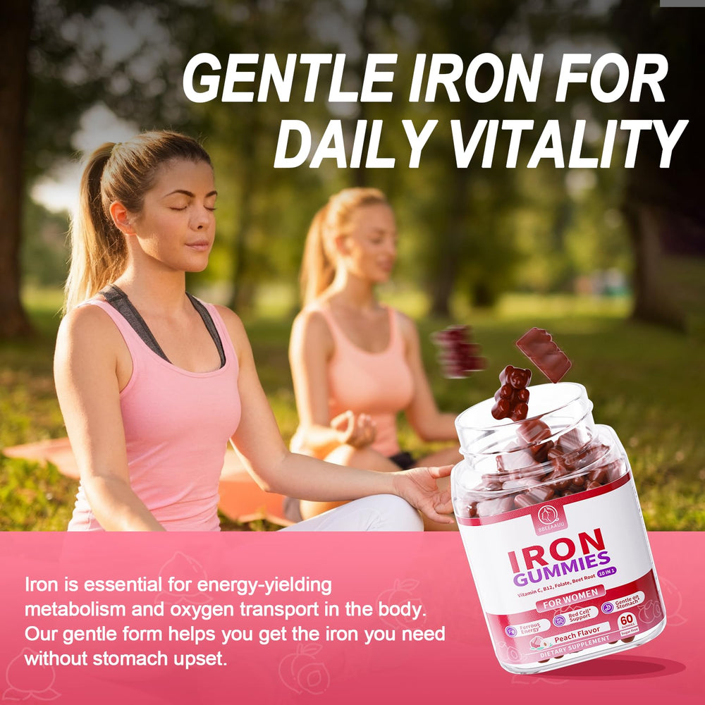 BBEEAAUU Heme iron gummies for gentle stomach support and better absorption.