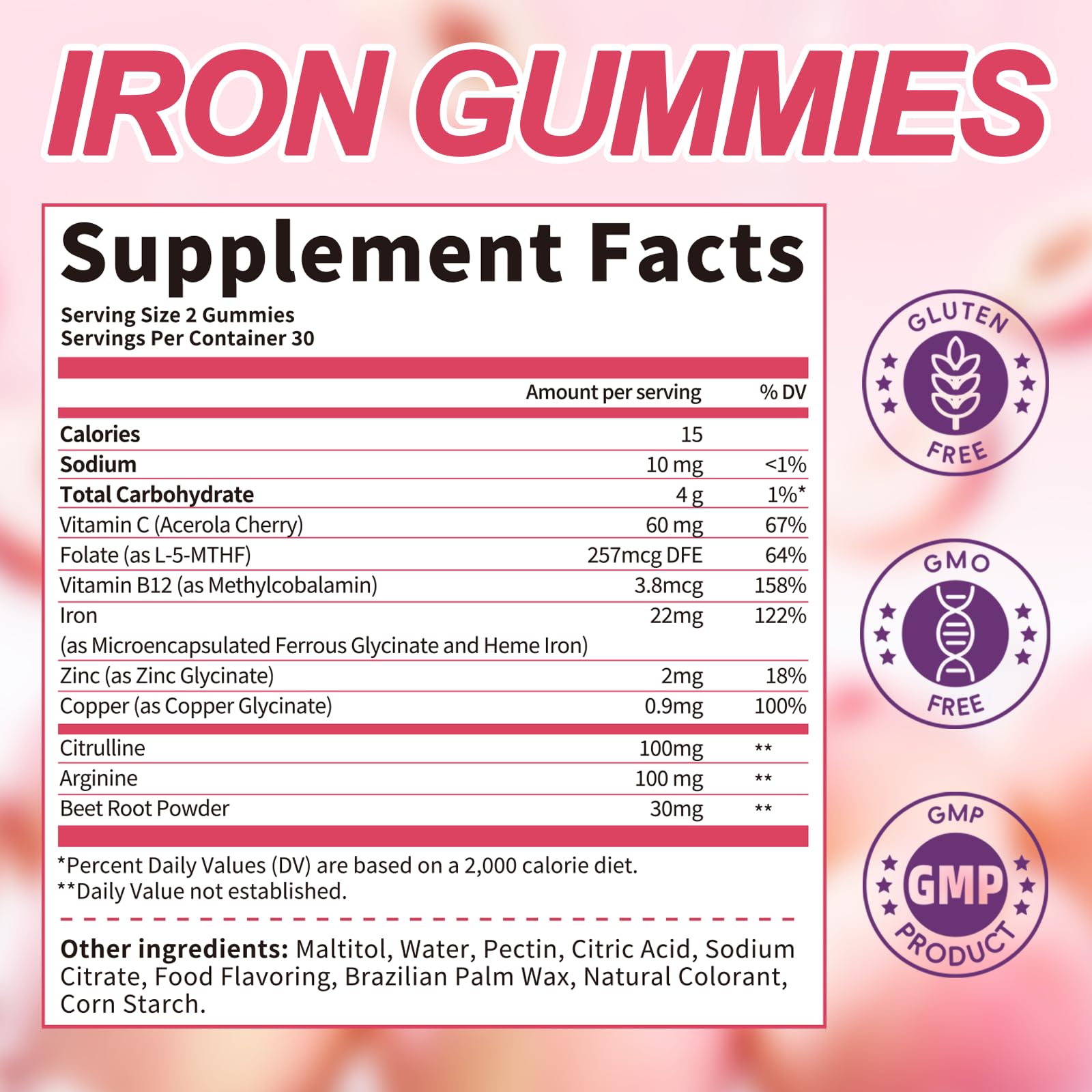 BBEEAAUU Iron Gummies Women 10-in-1 formula supports energy and overall wellness.