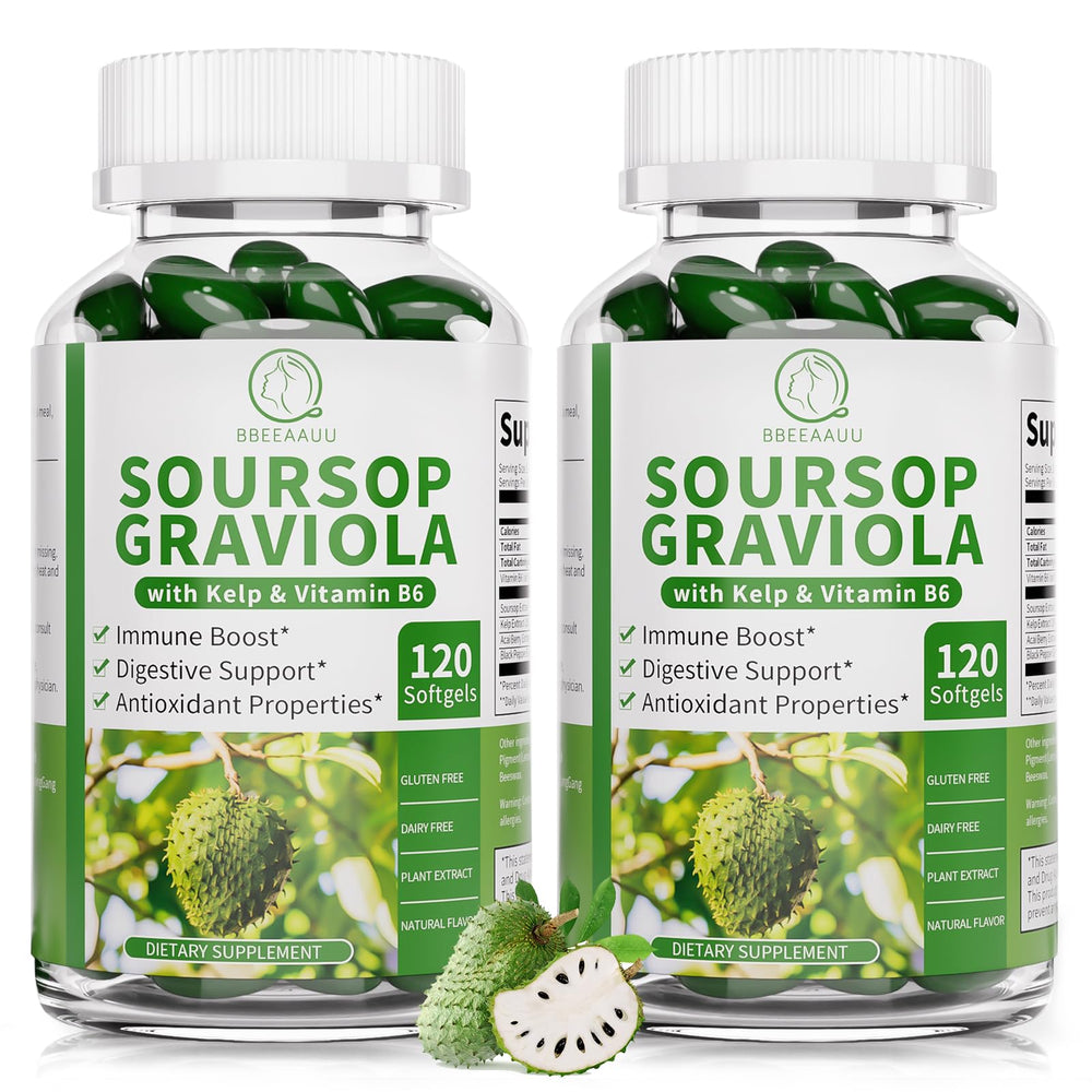 BBEEAAUU soursop graviola capsules bottle for vegan gluten-free daily support