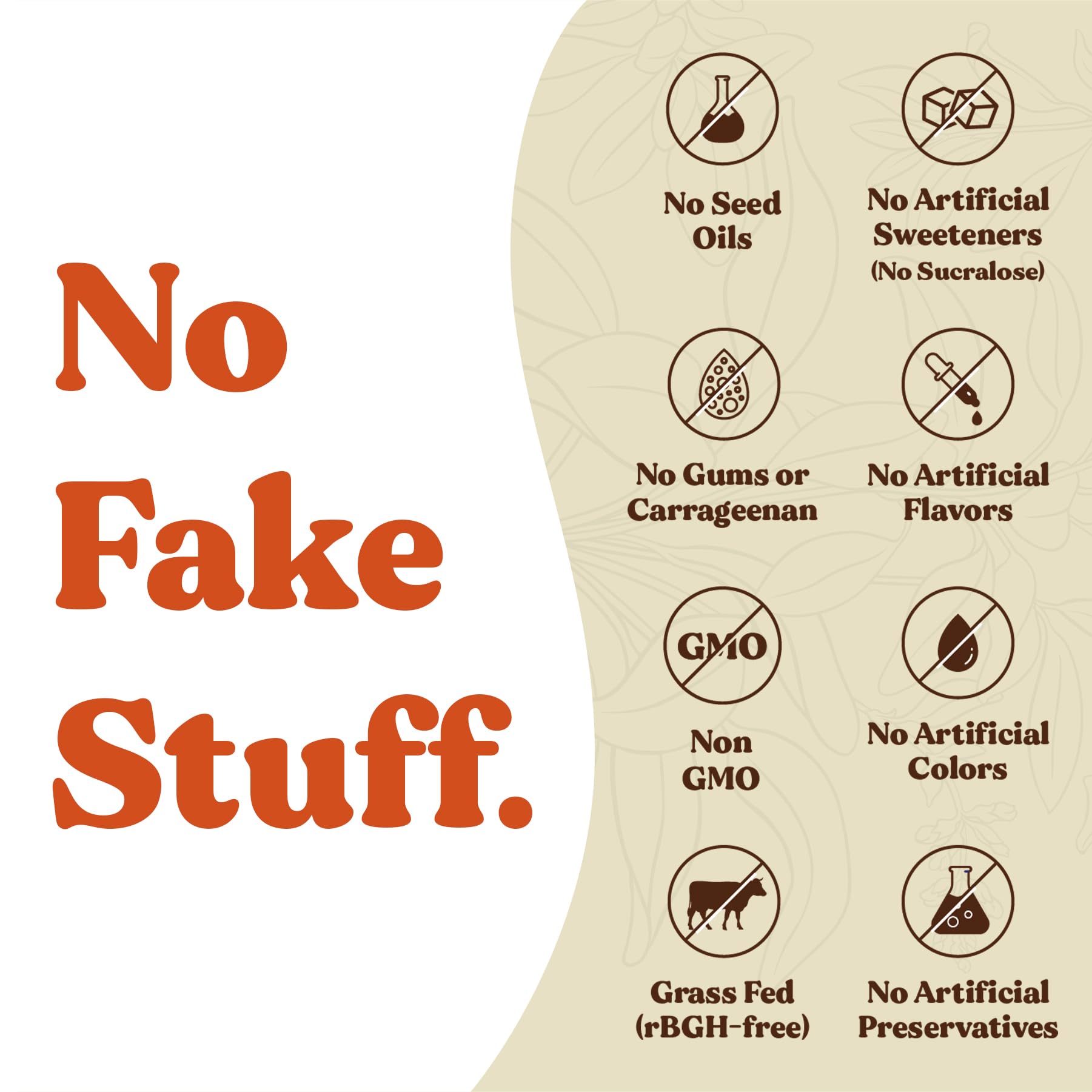 BBfL clean ingredients label highlights gluten-free, non-GMO, seed oil-free options.