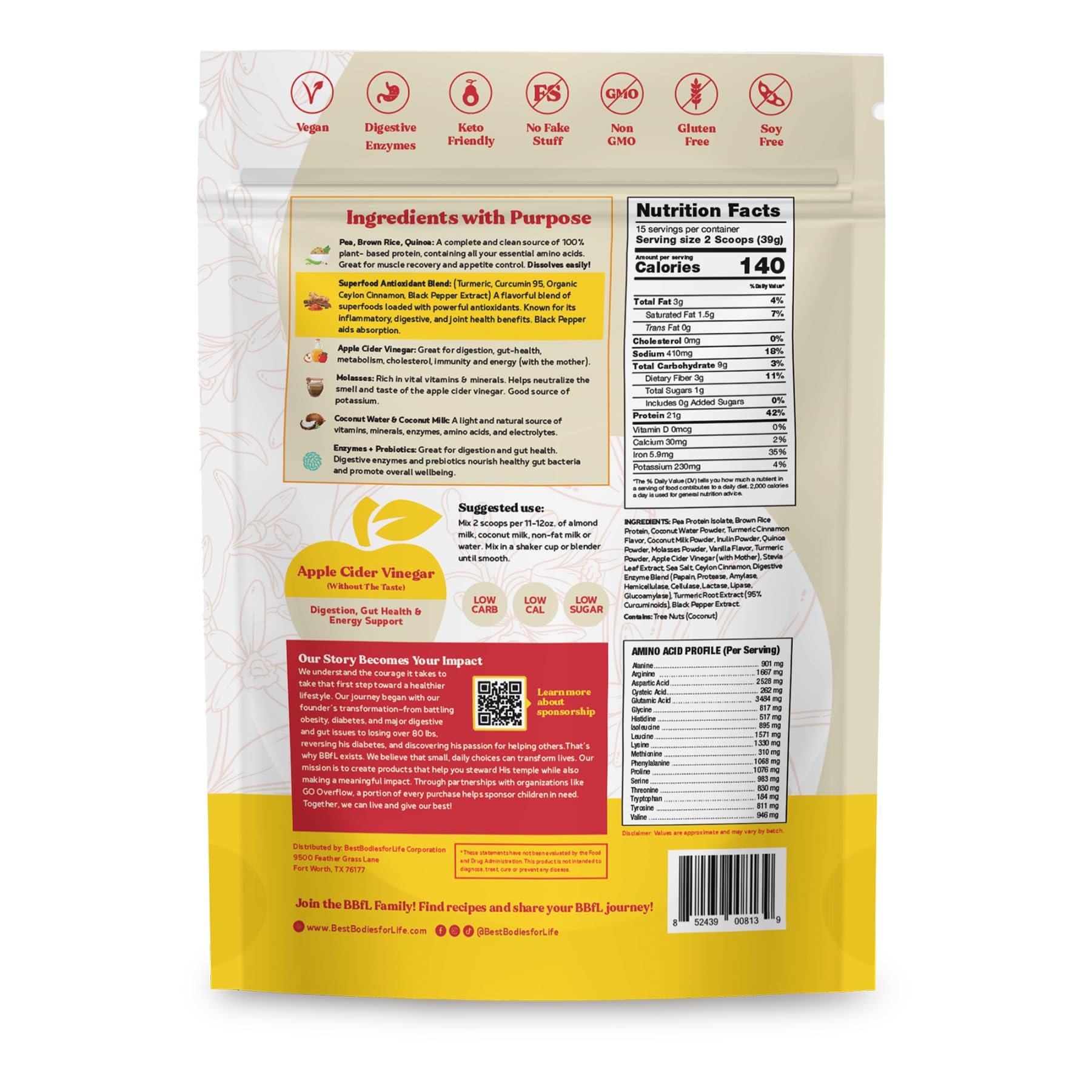 BBfL turmeric cinnamon flavor packet close-up on product label