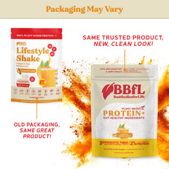 BBfL vegan protein blend scoop shows powder texture for quick mix