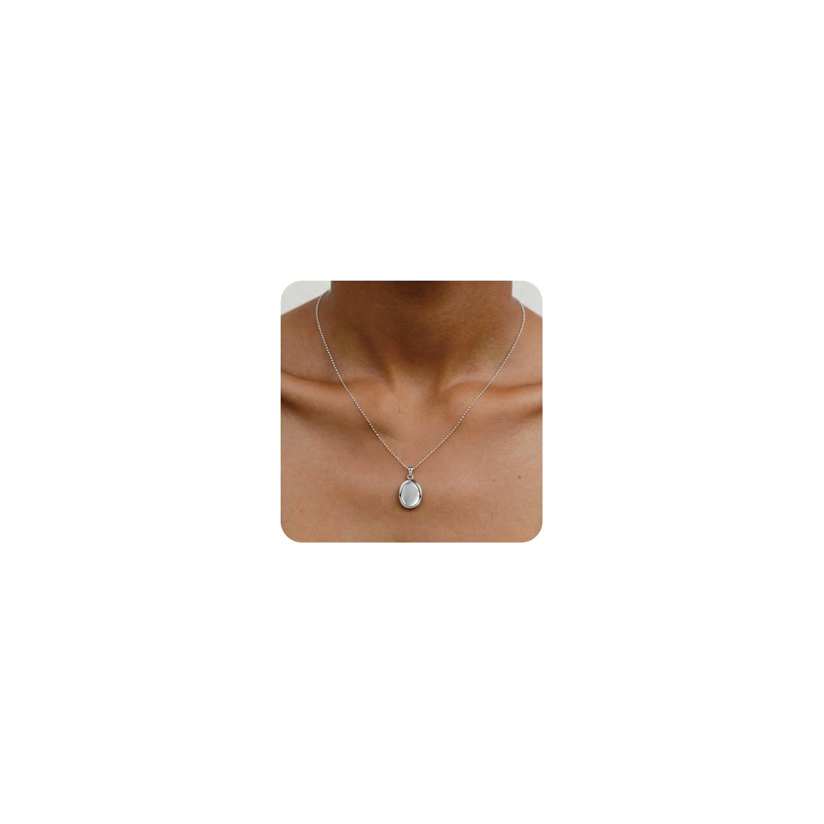 BBPM worry stone necklace front view in silver, ideal for daily stress relief as a stylish accessory