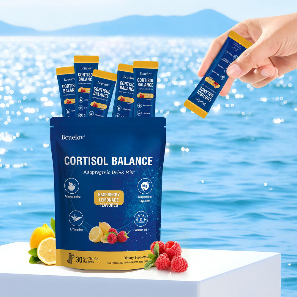 Bcuelov Cortisol Drink Mix is vegan, non-GMO, gluten-free, and sugar-free.