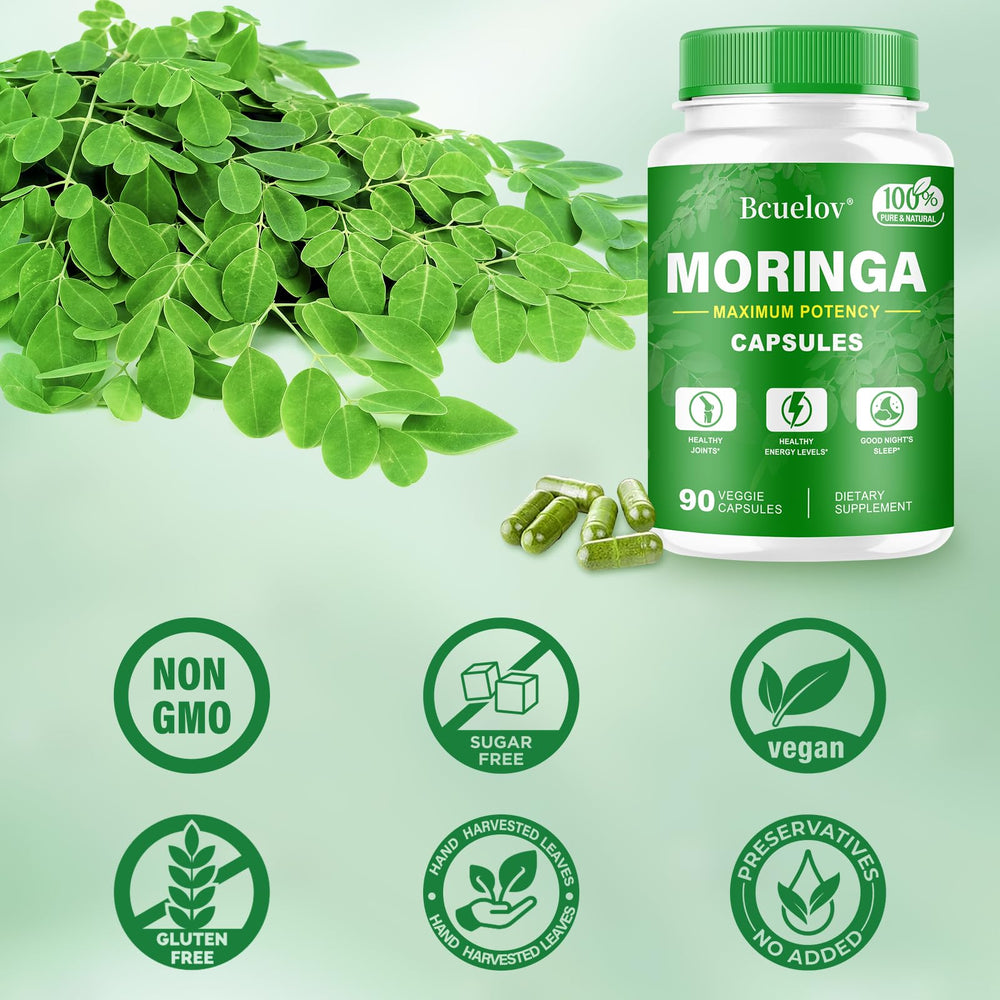 Bcuelov Moringa capsules wellness moment promoting focus and vitality.