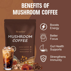 Bcuelov prepared Mushroom Coffee in a mug for smooth focus