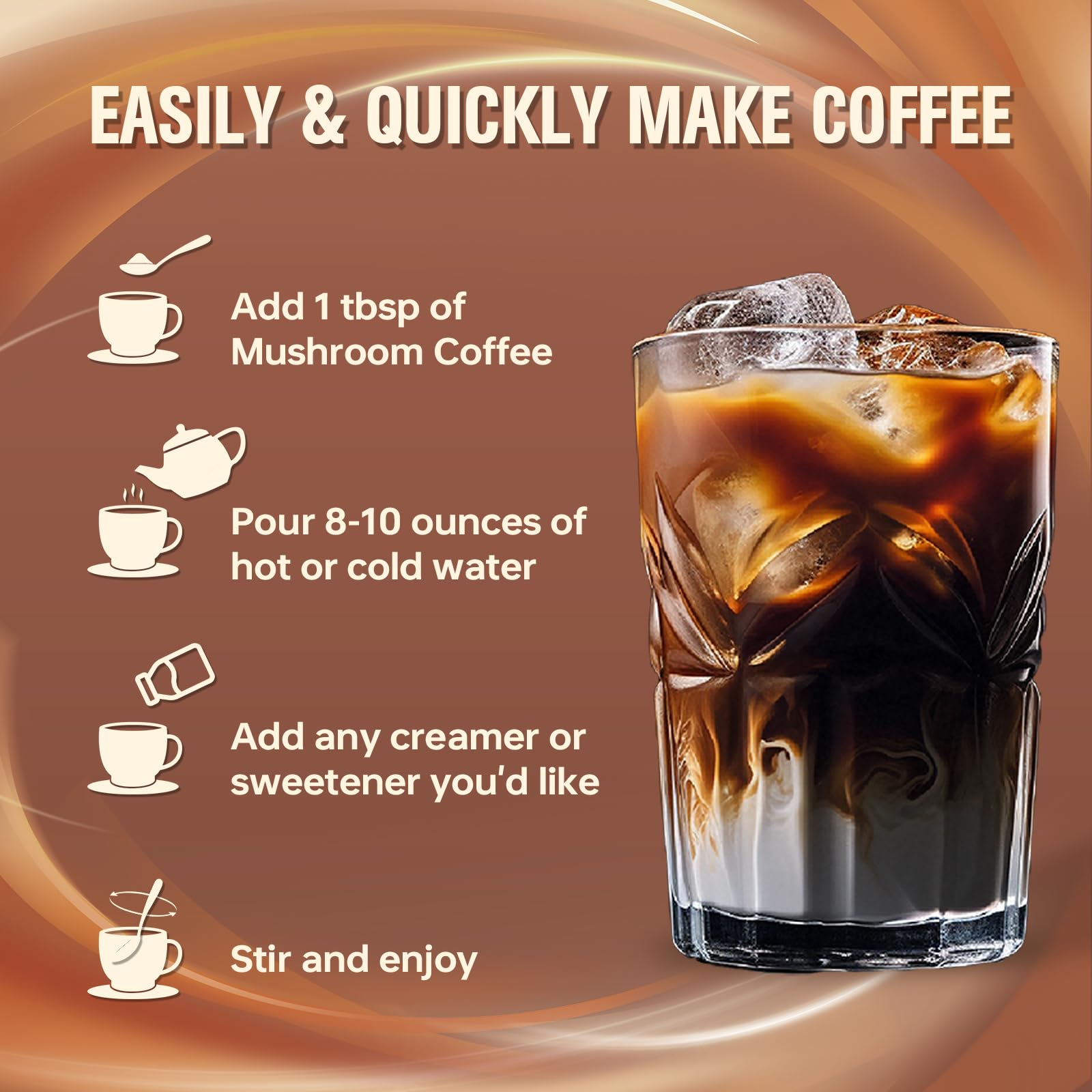 Bcuelov Mushroom Coffee ingredients label with cordyceps and lion mane
