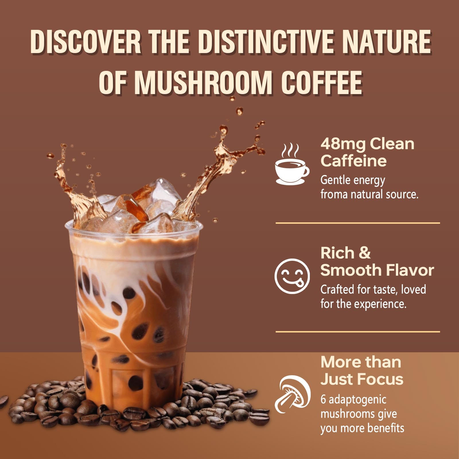 Bcuelov Mushroom Coffee ready to mix powder near creamer for beverages