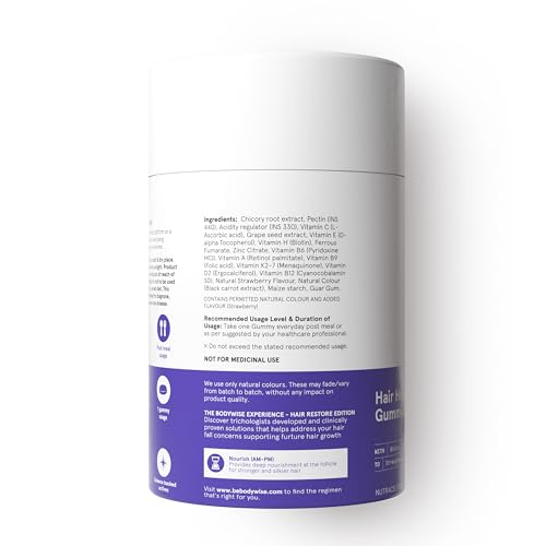 Be Bodywise Biotin Hair Growth gummies closeup shows chewy texture for hair-friendly vitamins